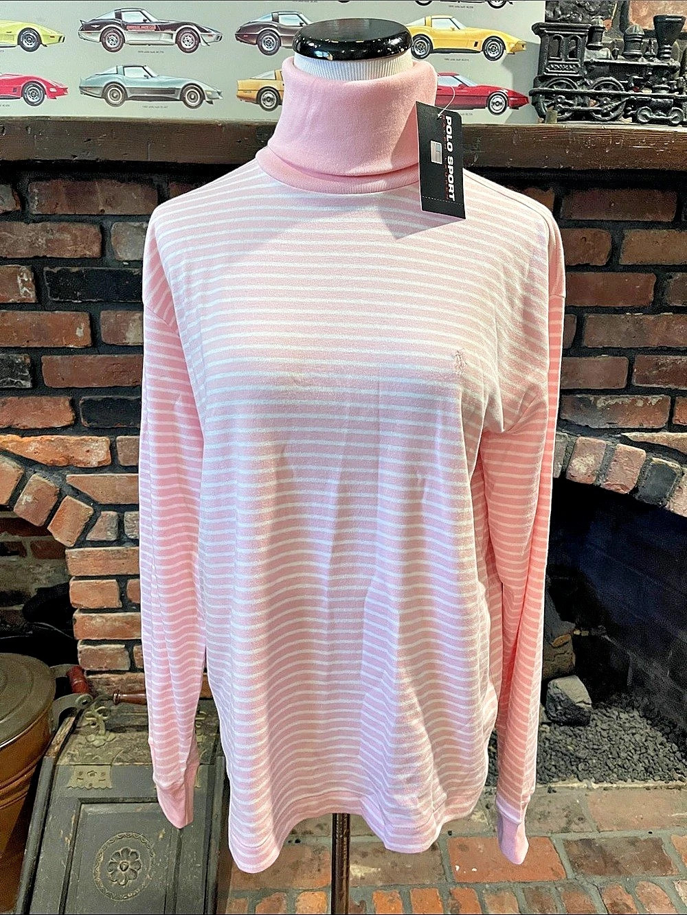 Polo Sport Ralph Lauren Striped Turtleneck Cotton Long Sleeve Size Large NWT
